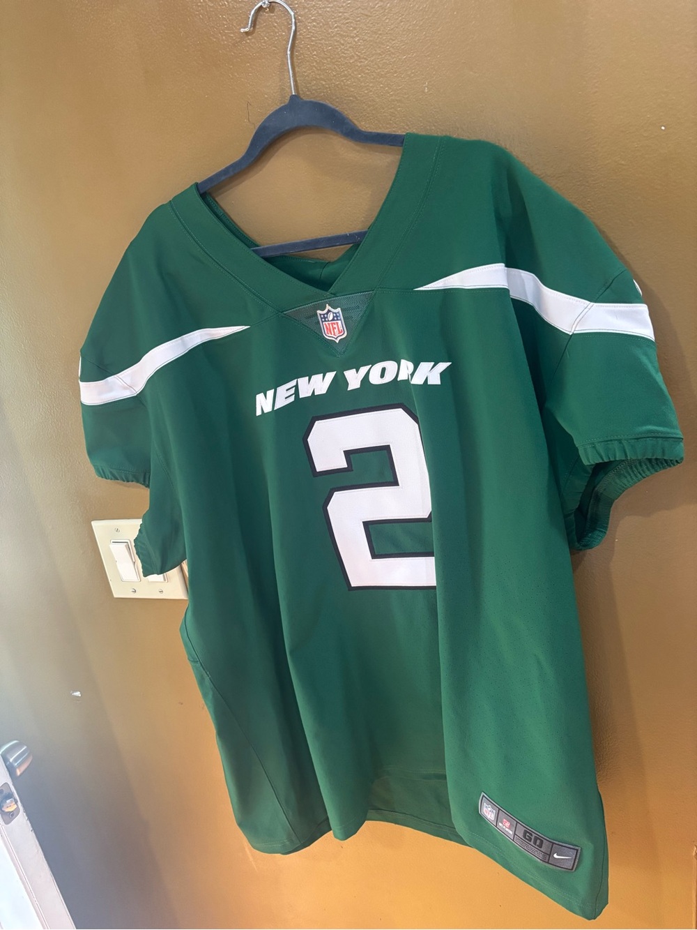 Mens Authentic Jets Nike Legacy Green Vapor Elite FUSE Zach Wilson Jersey Sz 4XL